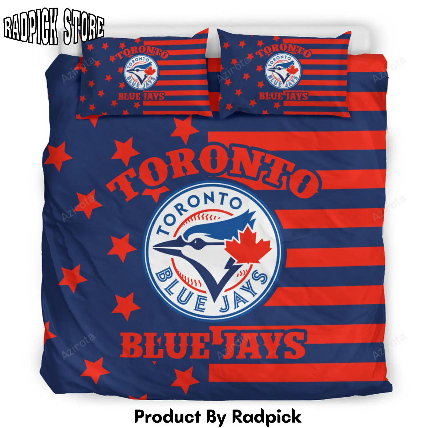 Radpick toronto blue jays star mashup column bedding set rp327673